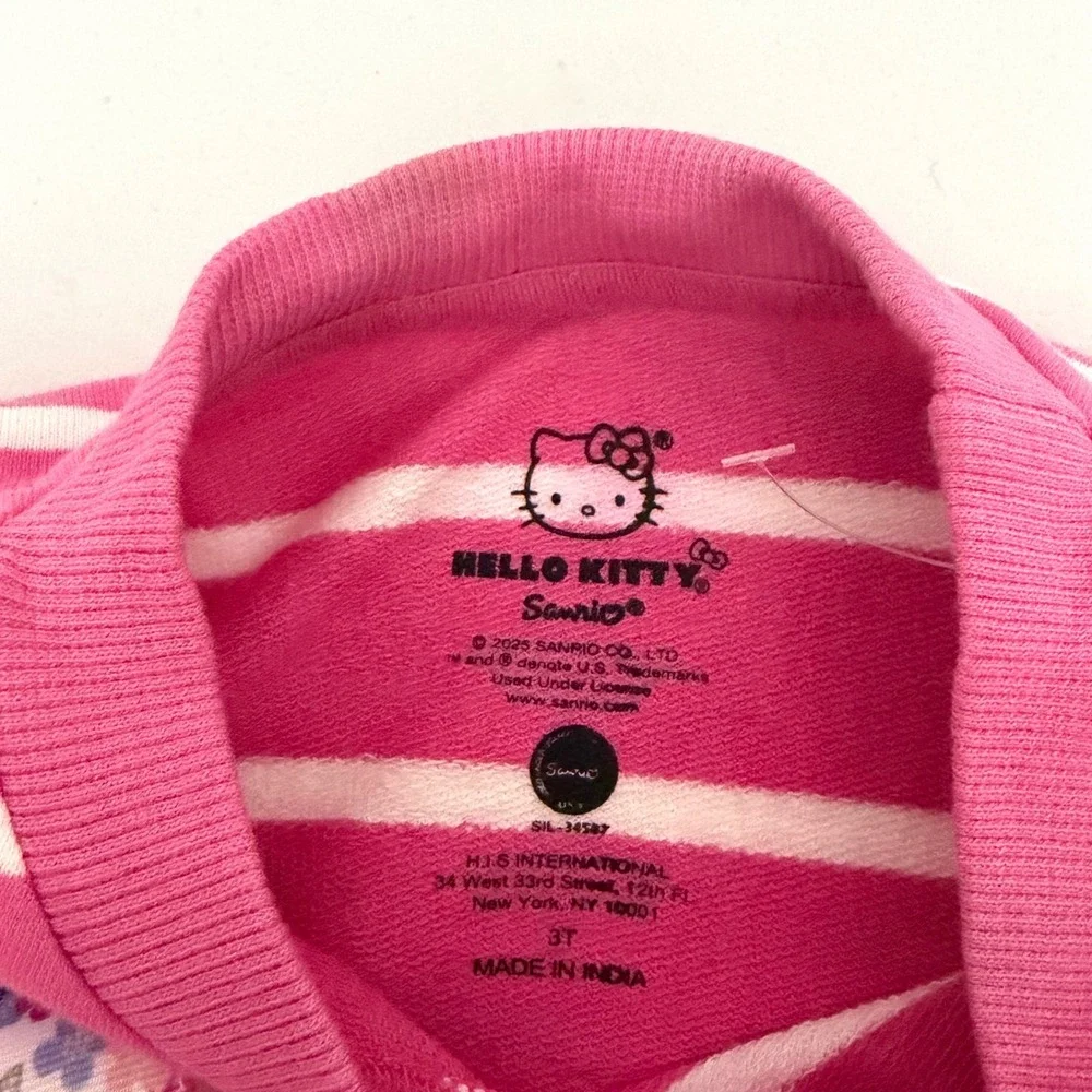Hello Kitty Sanrio‎ Toddler Girls 3T Pink Striped Sweatshirt Floral Shorts Set